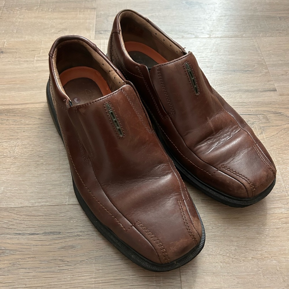 Clarks Brown Leather Loafers Slip-Ons